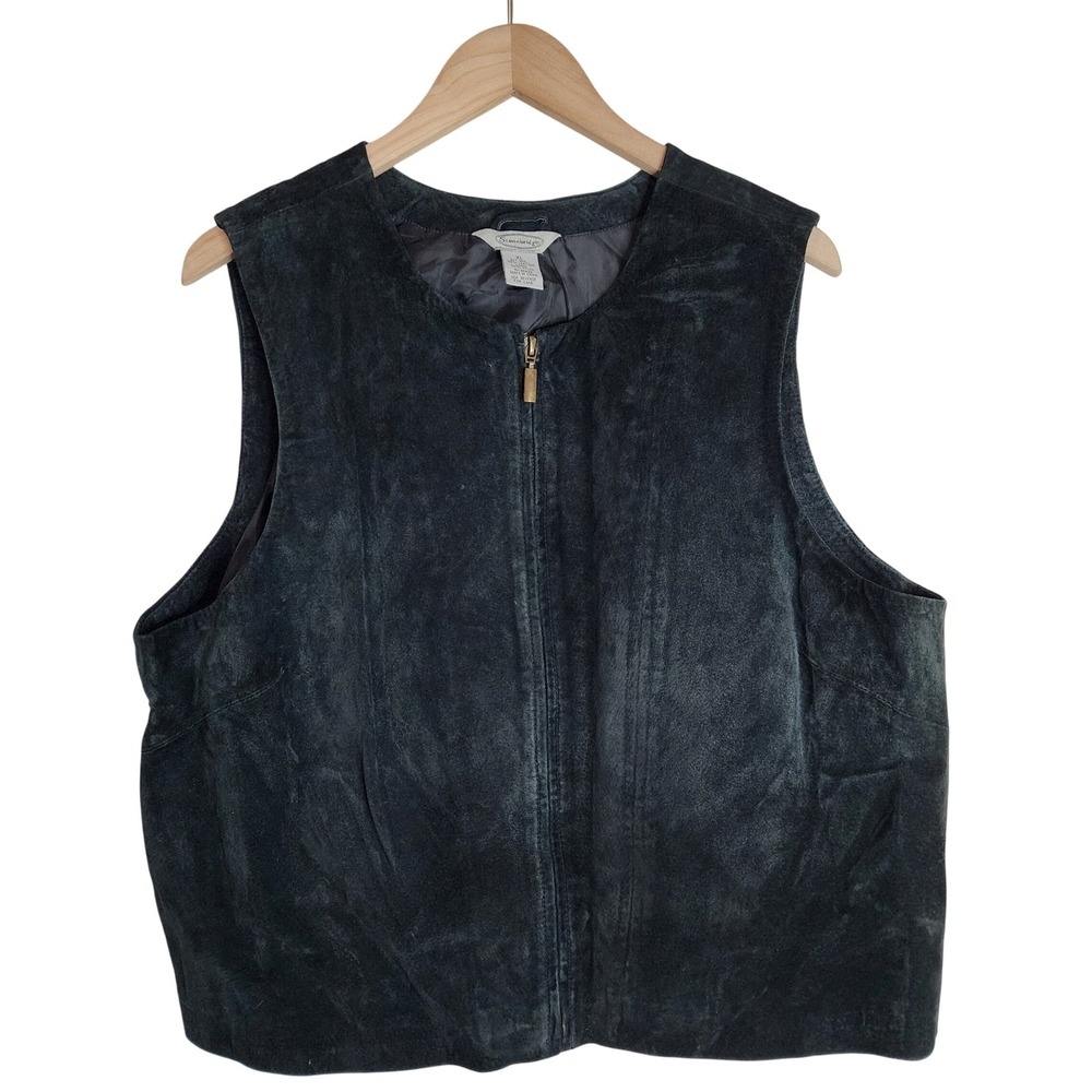 Stonebridge Leather Vest Women's XL‎ Full Zip Biker Black